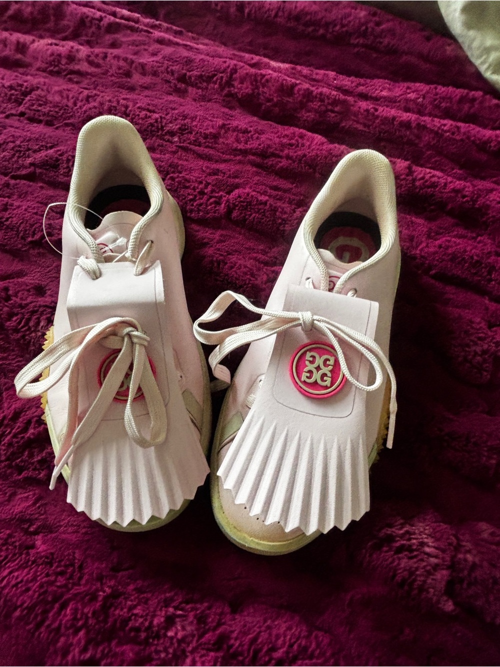 G/fore Pink leater golf  shoes with Fringe Kiltie